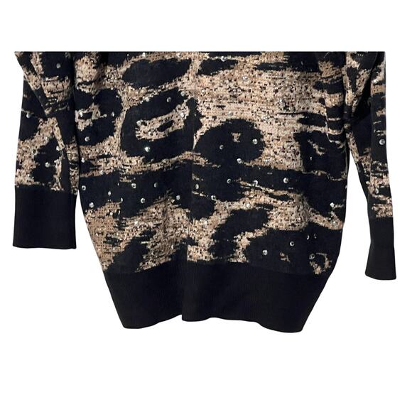 DKNY WOMENS MEDIUM PRINTED BUTTON-FRONT CHENILLE CARDIGAN SWEATER BROWN NEW - Picture 10 of 14